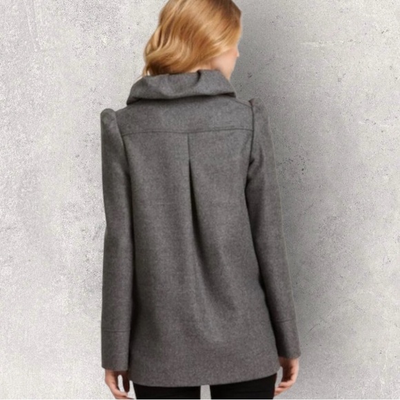 French Connection Women’s Gray Frill Collar Wool Blend Military Style Jacket 10 - Picture 2 of 12